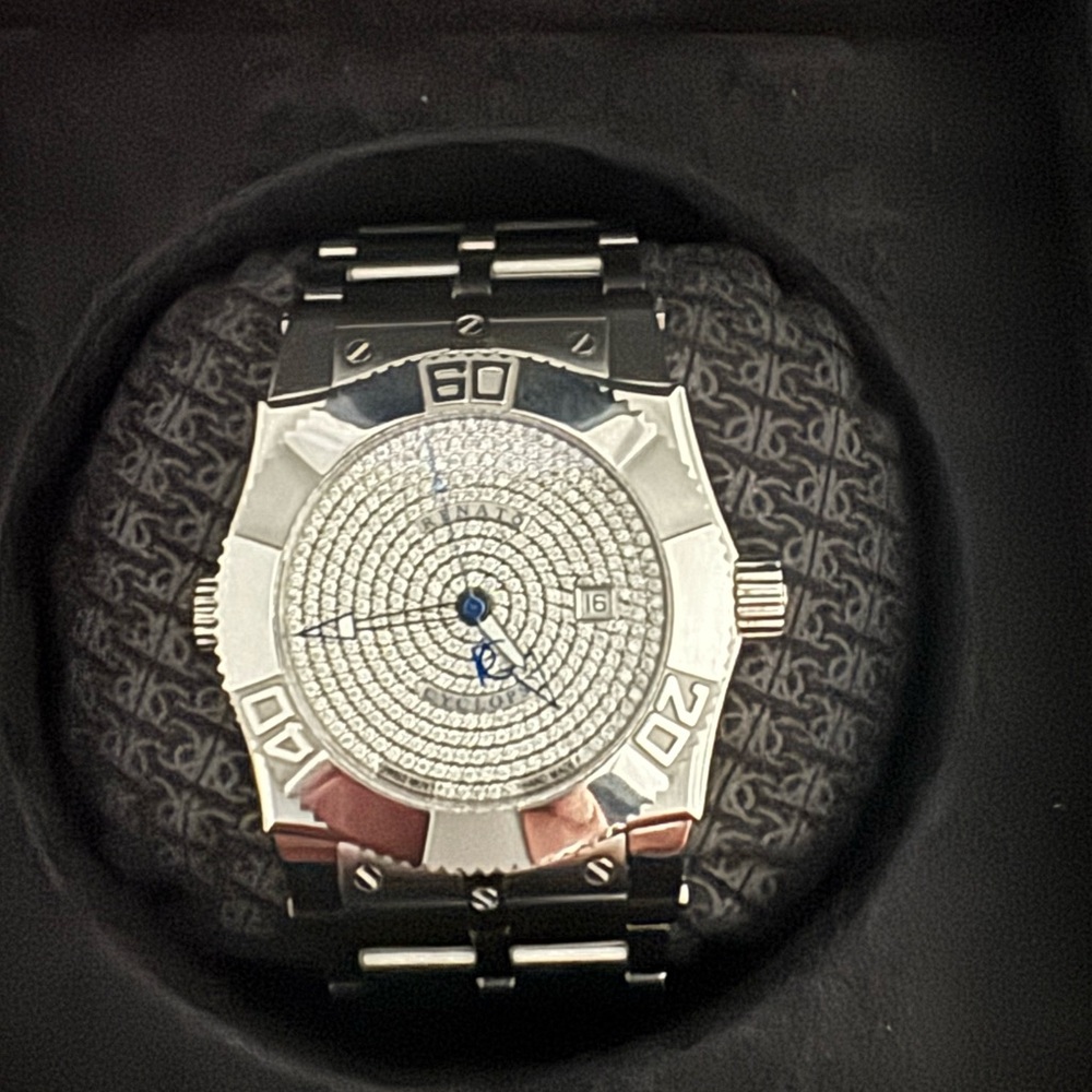 Luxury Silver Watch with Blue Details